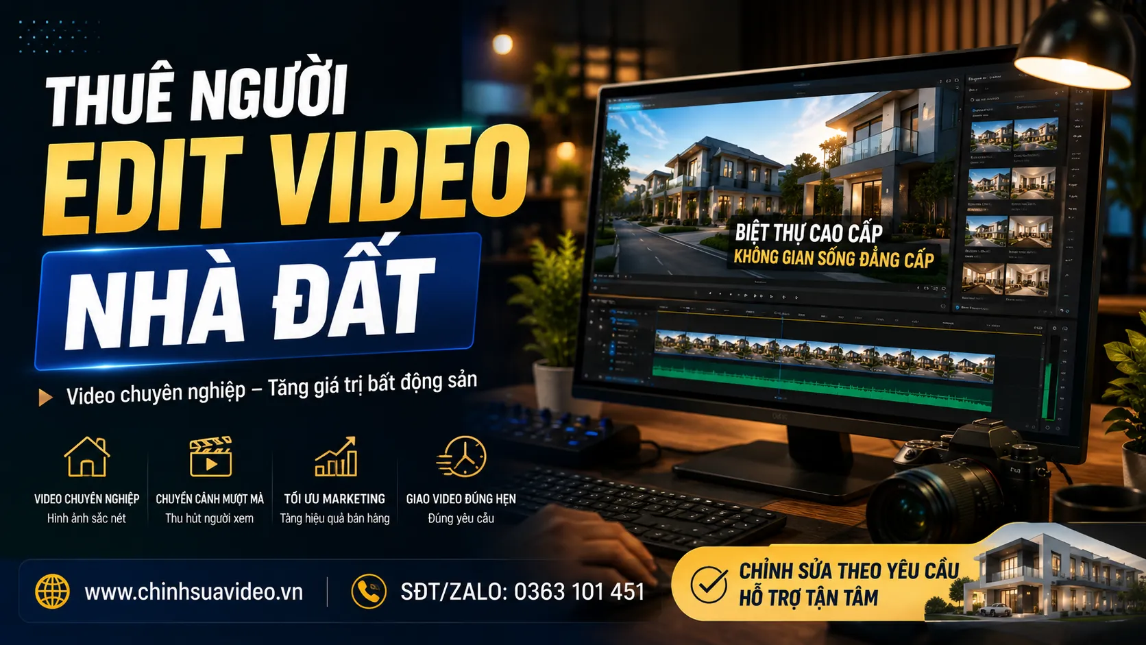 Thuê người edit video nhà đất