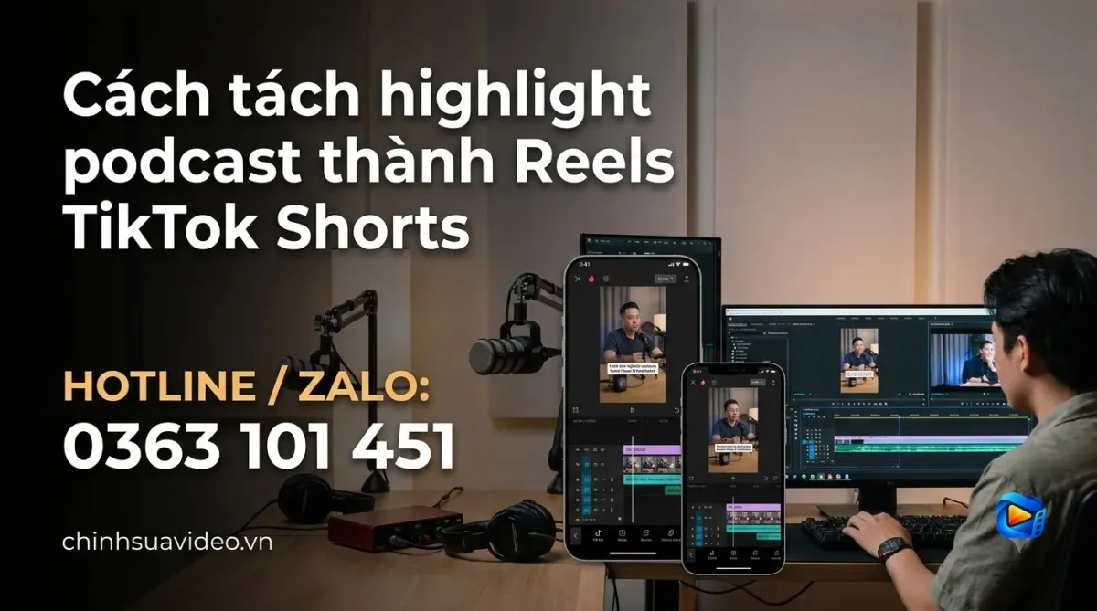 Cách tách highlight  podcast thành Reels TikTok Shorts