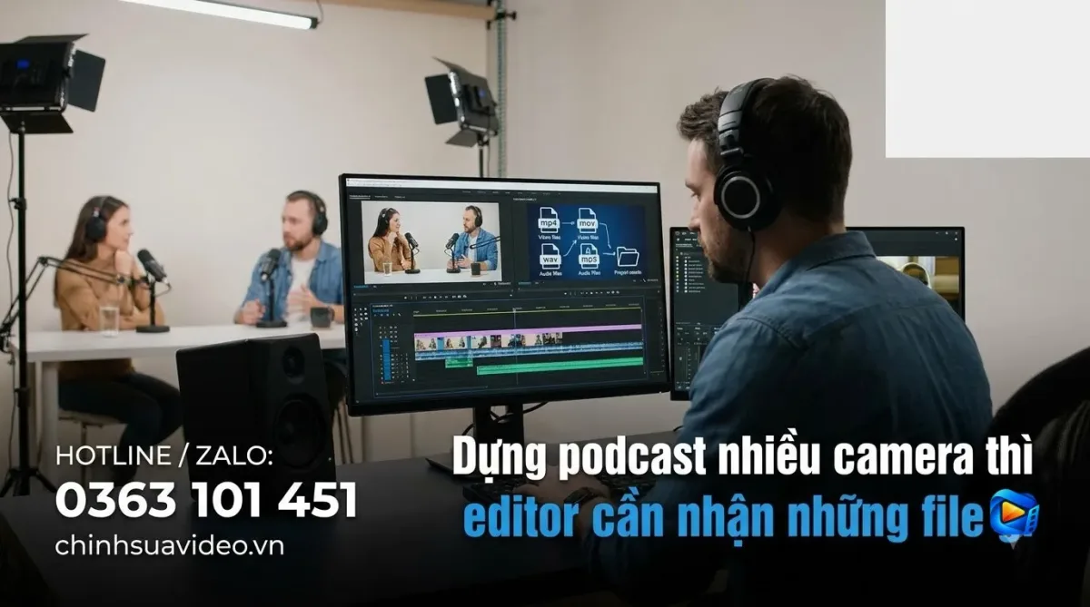 Dựng podcast nhiều camera thì editor cần nhận những file gì
